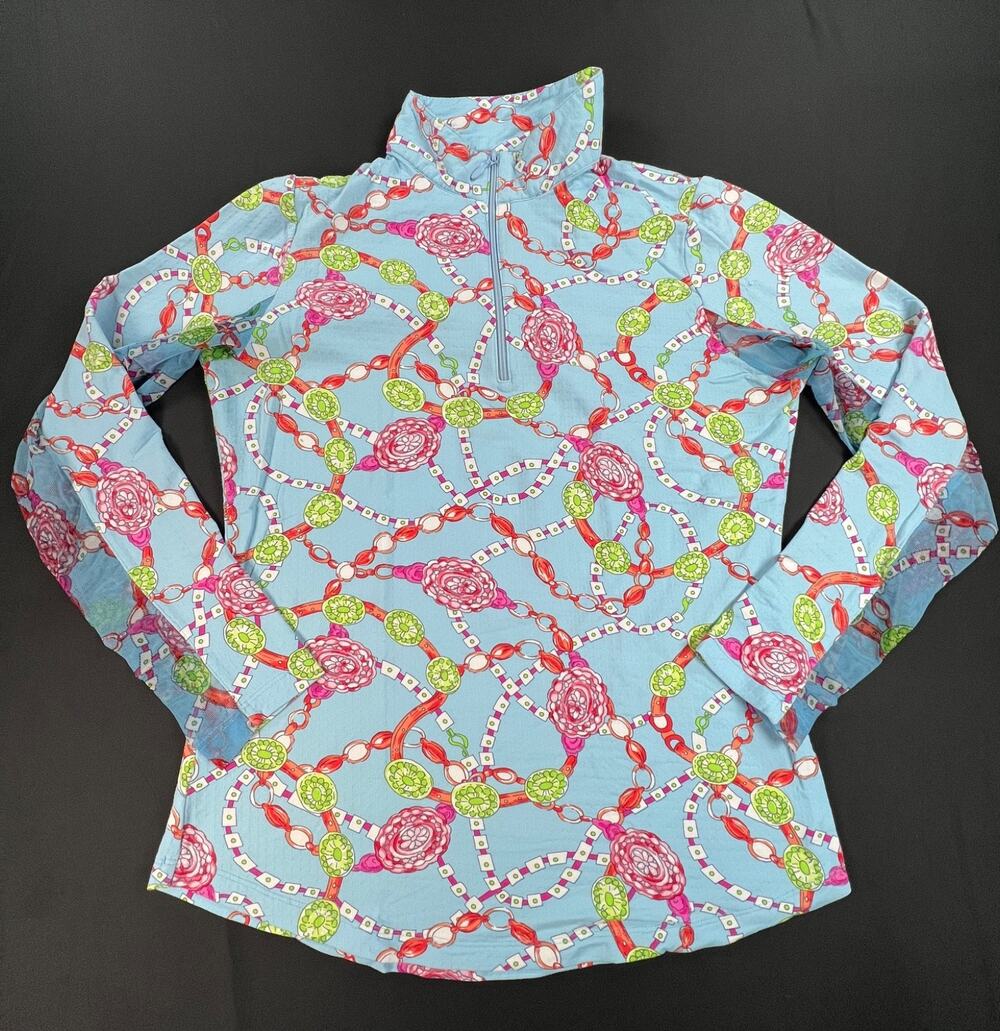 IBKUL - Preppy Jewels 1/4 Zip Sunshirt Long Sleeve Shirt (Women's XS)